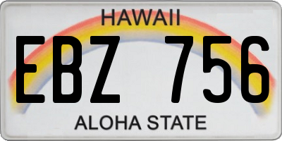 HI license plate EBZ756