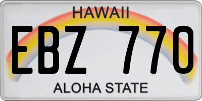 HI license plate EBZ770
