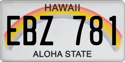 HI license plate EBZ781