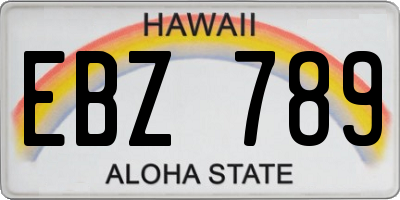 HI license plate EBZ789