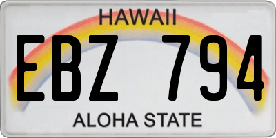 HI license plate EBZ794