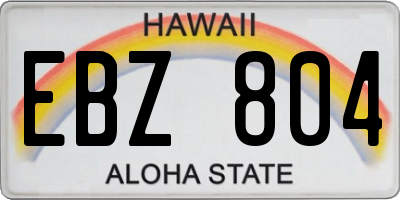 HI license plate EBZ804