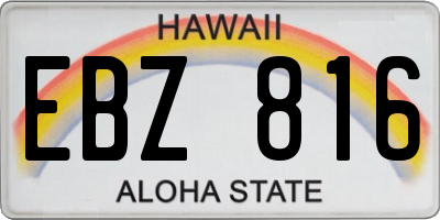 HI license plate EBZ816