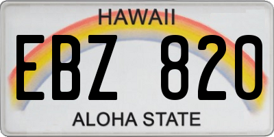 HI license plate EBZ820