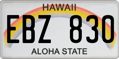 HI license plate EBZ830