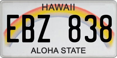 HI license plate EBZ838
