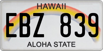 HI license plate EBZ839