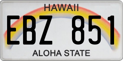 HI license plate EBZ851