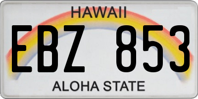 HI license plate EBZ853