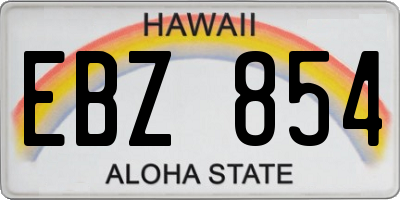 HI license plate EBZ854