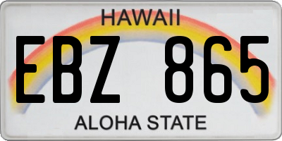 HI license plate EBZ865