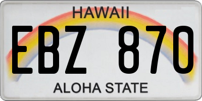 HI license plate EBZ870