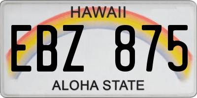 HI license plate EBZ875