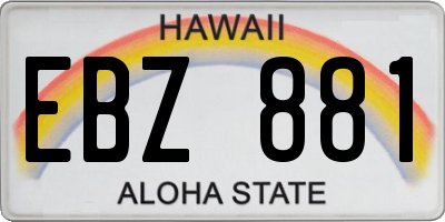 HI license plate EBZ881