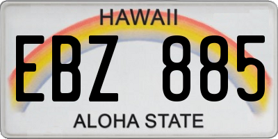 HI license plate EBZ885