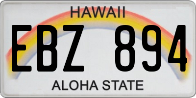 HI license plate EBZ894