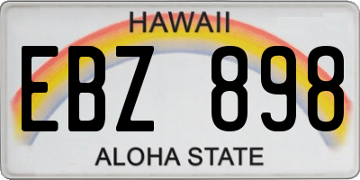 HI license plate EBZ898