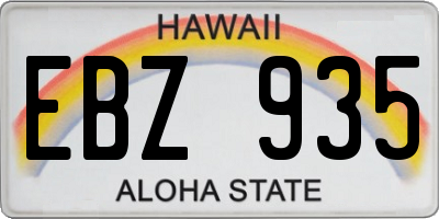 HI license plate EBZ935