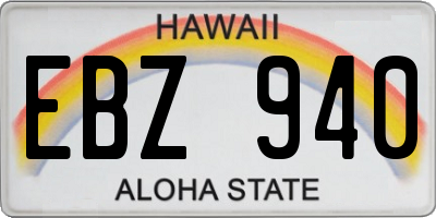 HI license plate EBZ940