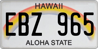 HI license plate EBZ965