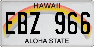 HI license plate EBZ966