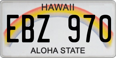 HI license plate EBZ970