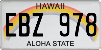 HI license plate EBZ978