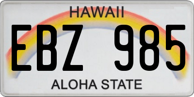 HI license plate EBZ985