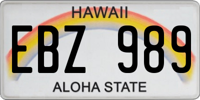 HI license plate EBZ989