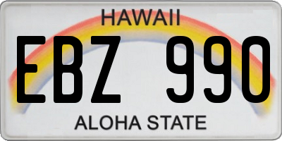 HI license plate EBZ990