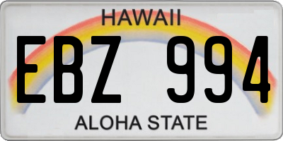 HI license plate EBZ994