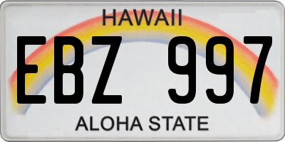 HI license plate EBZ997