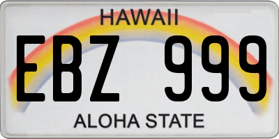 HI license plate EBZ999