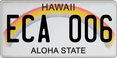 HI license plate ECA006