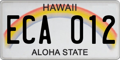 HI license plate ECA012