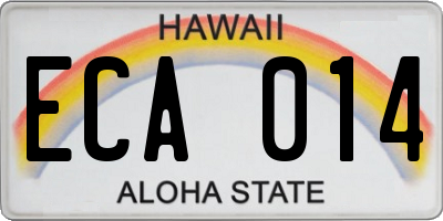 HI license plate ECA014