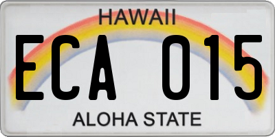 HI license plate ECA015