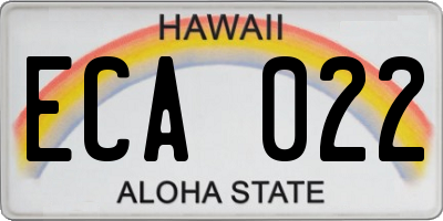 HI license plate ECA022