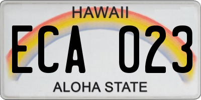 HI license plate ECA023