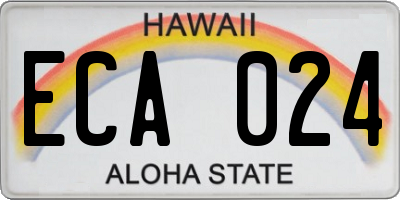 HI license plate ECA024