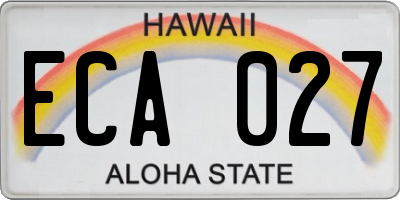 HI license plate ECA027