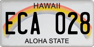 HI license plate ECA028