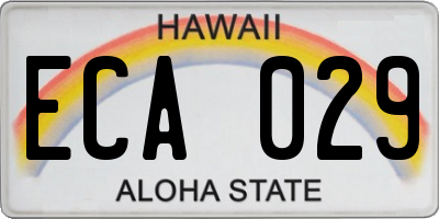 HI license plate ECA029