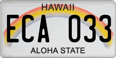 HI license plate ECA033