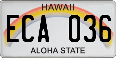 HI license plate ECA036