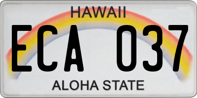 HI license plate ECA037