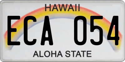 HI license plate ECA054