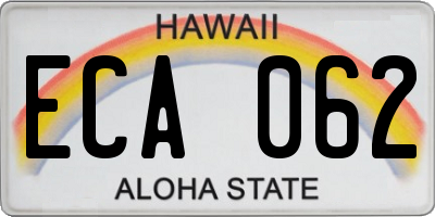 HI license plate ECA062