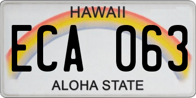 HI license plate ECA063