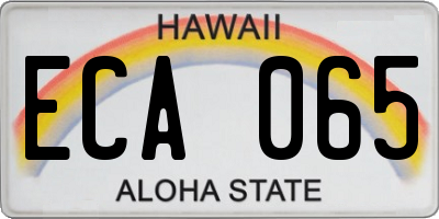 HI license plate ECA065
